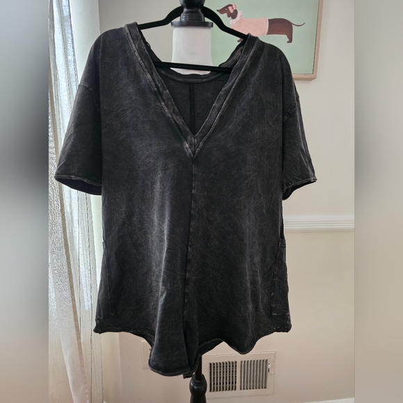 NWOT Free People Hot Shot Tee Romper Washed Black - Picture 4 of 14